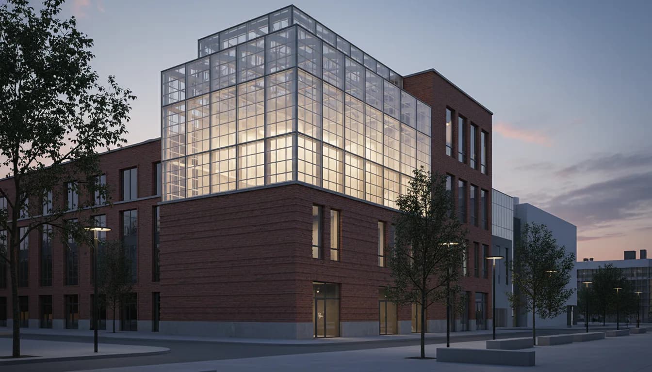 Contemporary Brick & Glass Façade