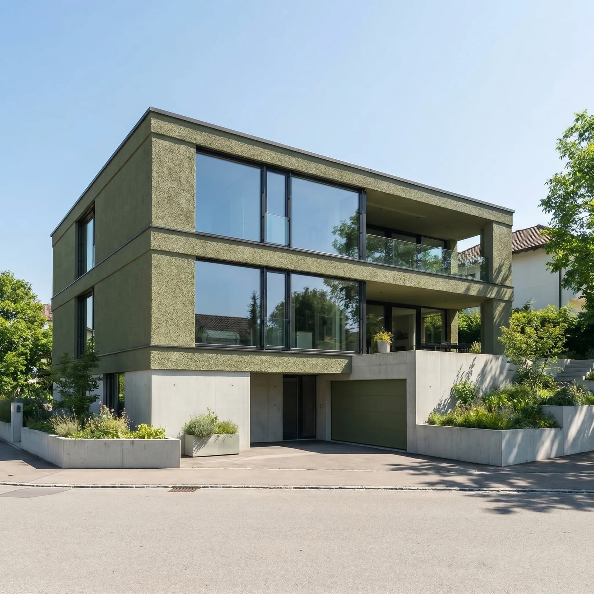 Modern Coastal Green Façade